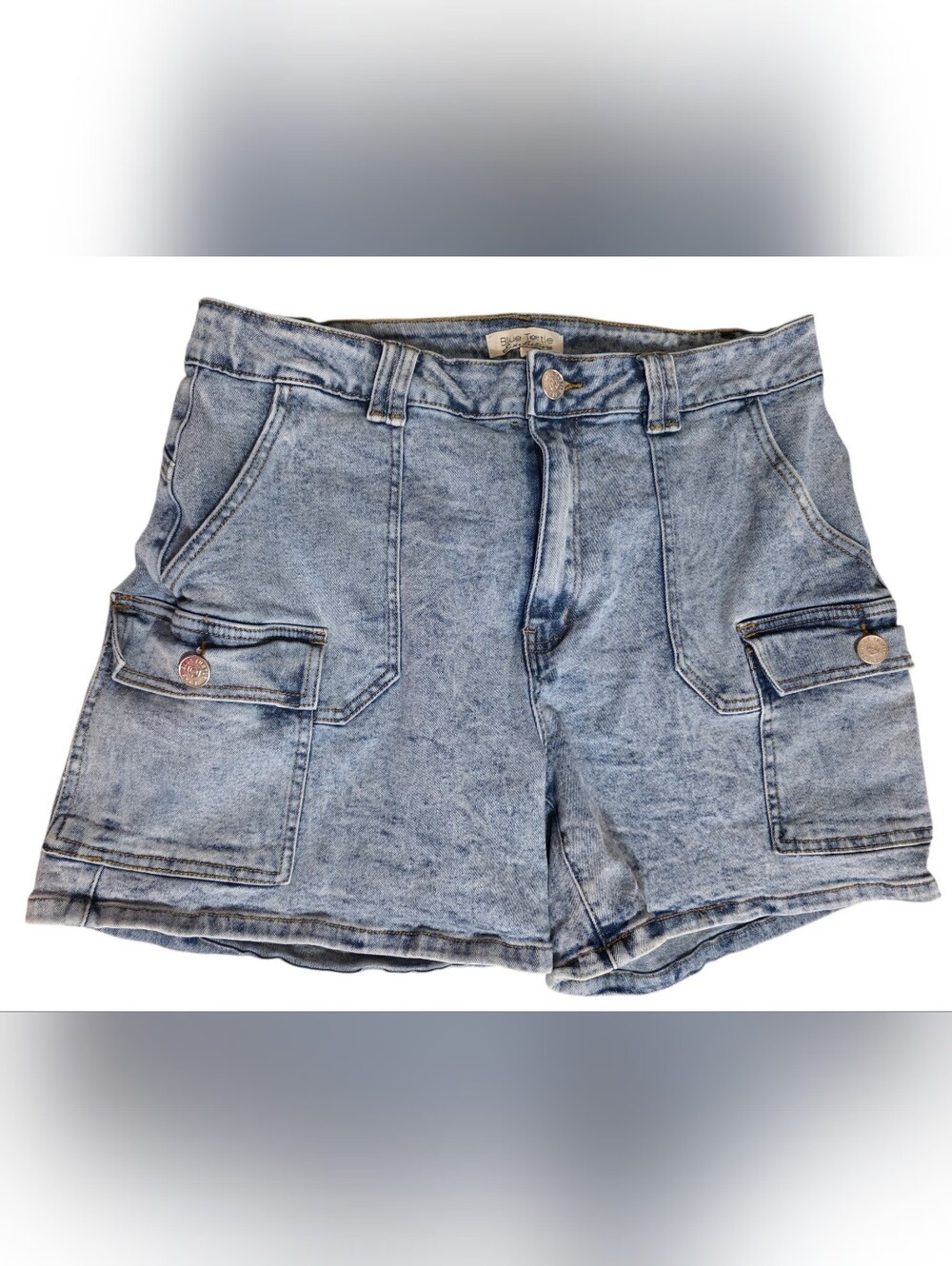 Light Wash Denim Cargo Shorts for Women